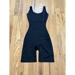 Spanx Womens Sara Blakely Black Bodysuit Small Shapewear Open Gusset Sleeveless